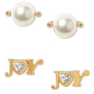 KATE SPADE 2-Pc set imitation pearl & joy stud earrings Q